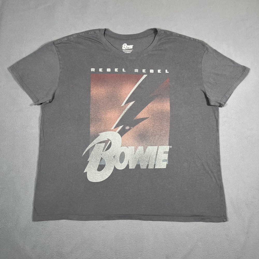 David Bowie Rebel Rebel Womens T-Shirt Gray 3XL Ziggy Stardust Lightning‎ Bolt
